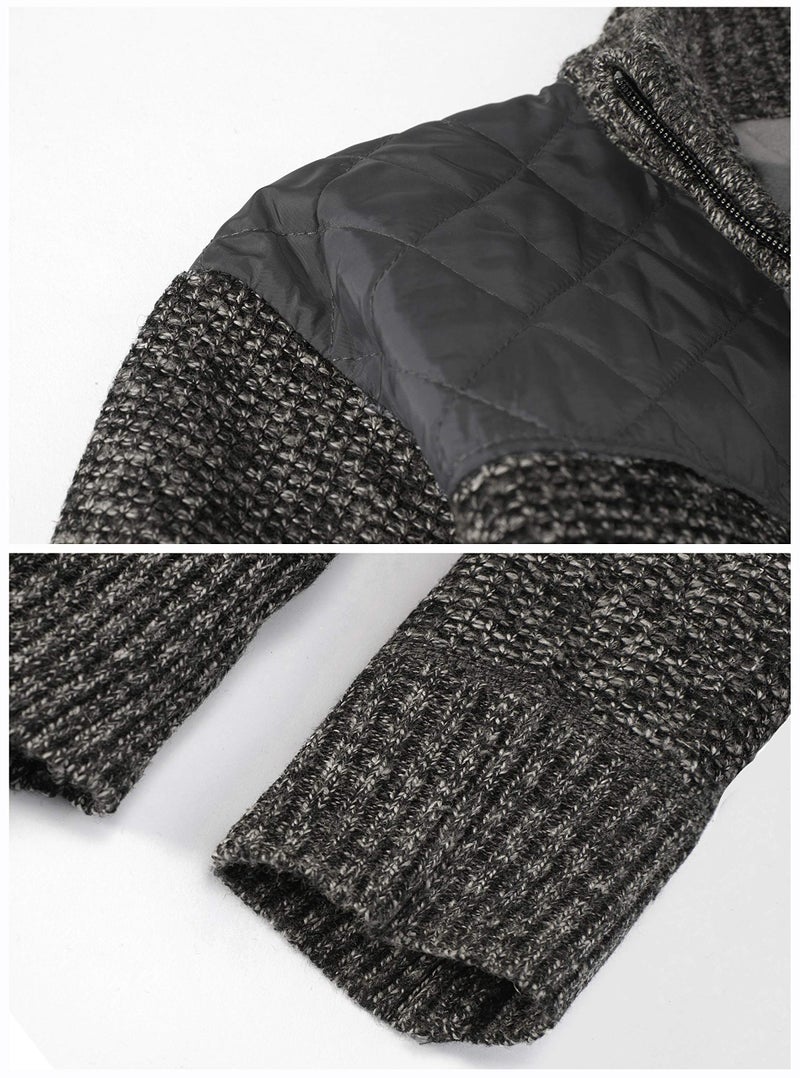 Gioberti Men's Knitted Regular Fit Full Zip Cardigan Sweater with Soft Brushed Flannel Lining, Melange Charcoal, X Large - Image 4